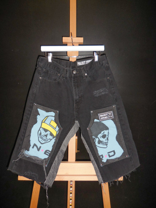 Distressed Graphic Carpenter Jorts Size 34