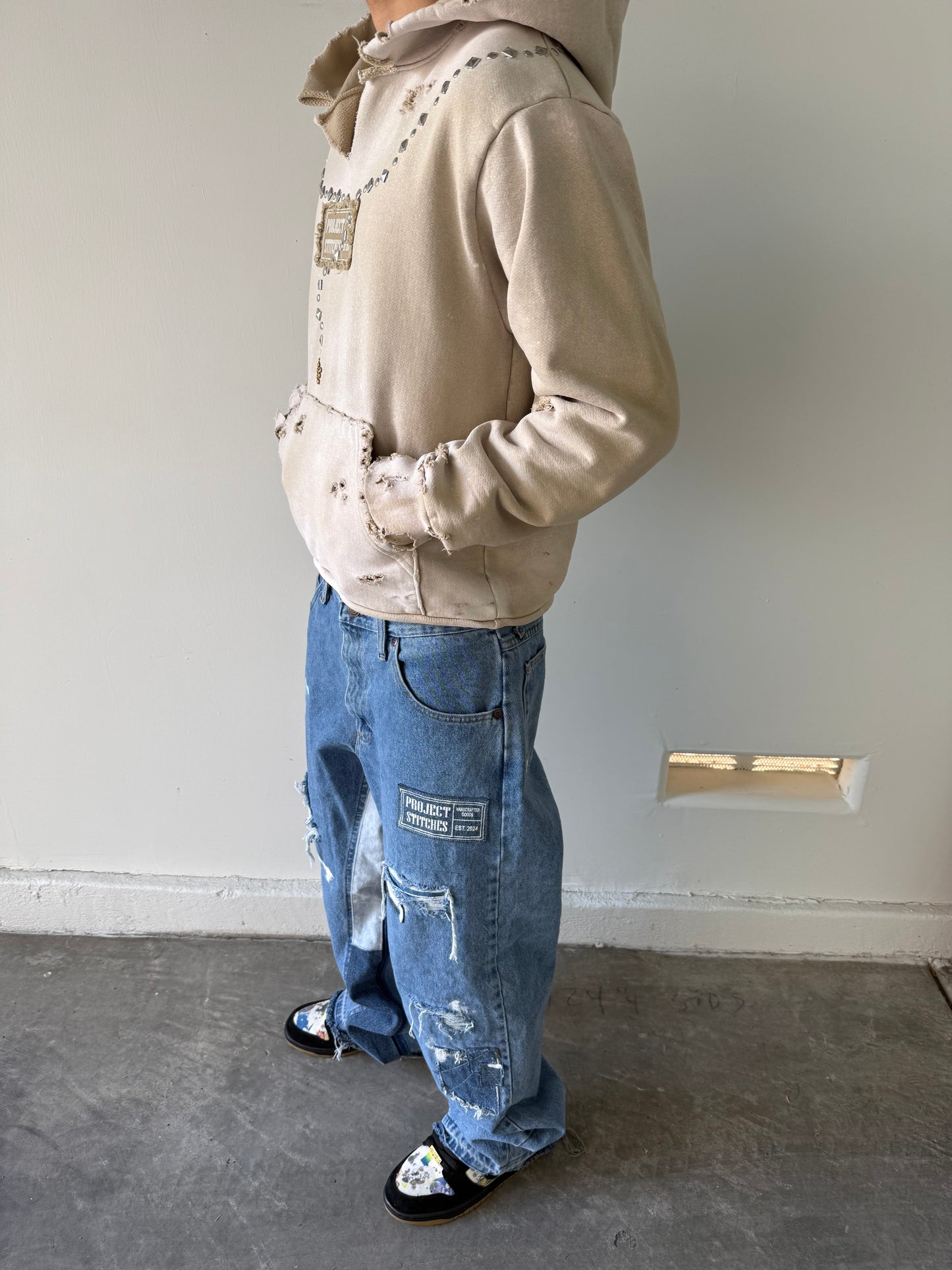 Distressed and Repaired Denim Size 34x32