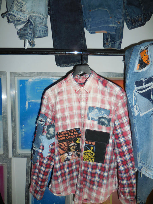 Vintage Sunfaded Reconstructed Pocket Flannel