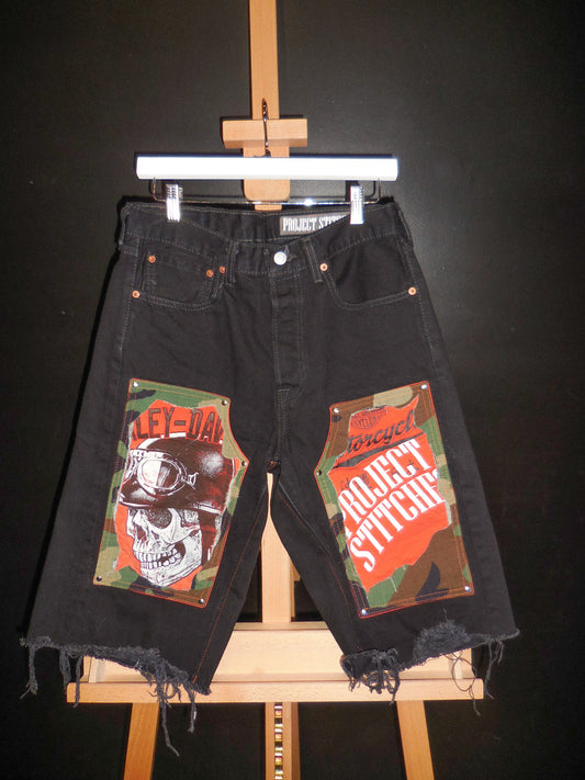 Distressed Graphic Carpenter Jorts Size 32