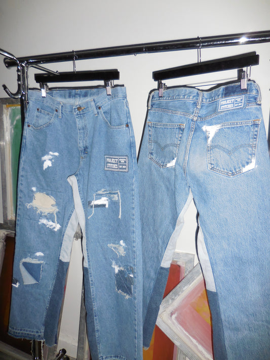 Distressed and Repaired Denim Size 34x32