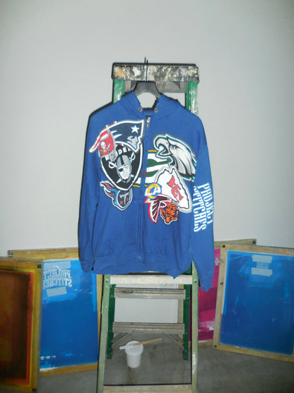 Multi Patchwork NFL Zip Up-Tagged Size Large