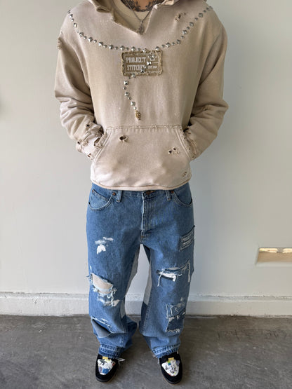 Distressed and Repaired Denim Size 34x32
