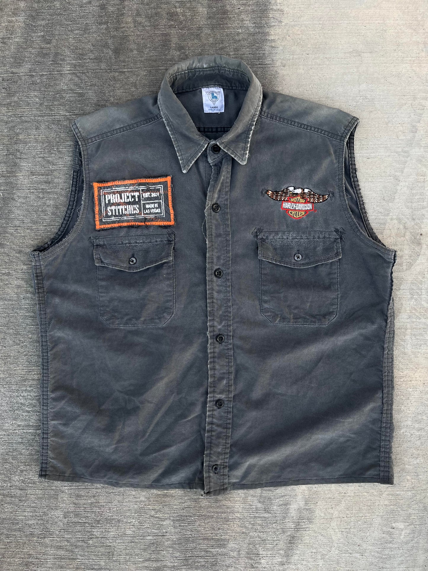 Double Wing Reworked Harley Davidson Button Up