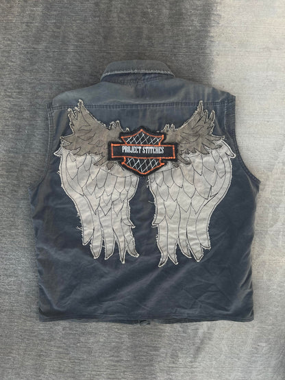 Double Wing Reworked Harley Davidson Button Up